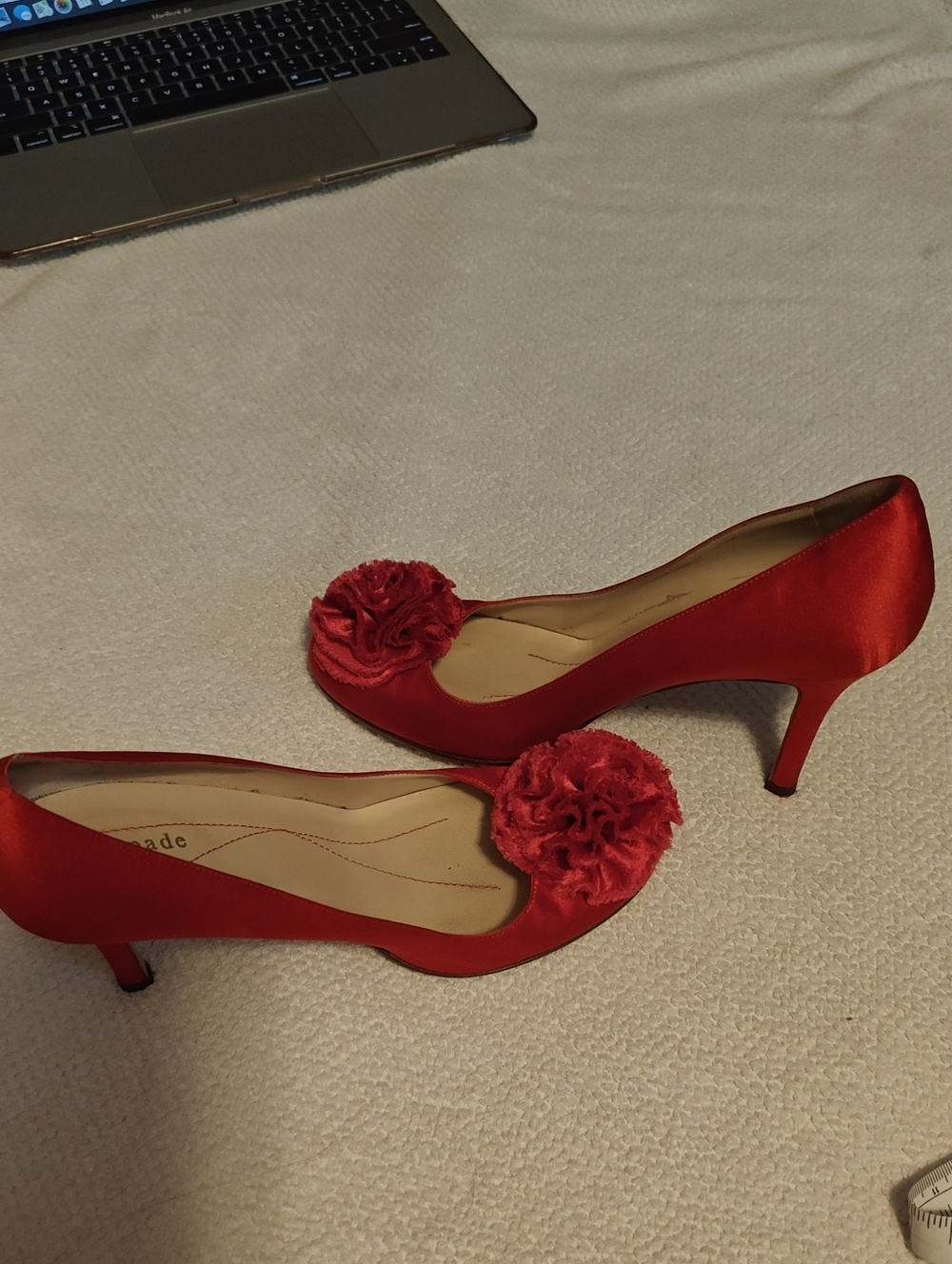 Kate Spade Pink Satin Floral Stiletto Pumps Size 6B Made In Italy